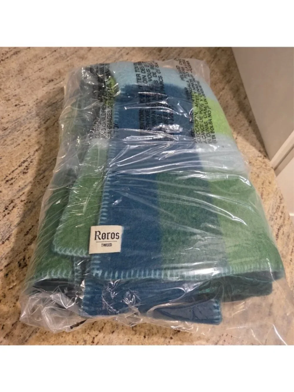 Roros Tweed Mikkel in Green Norwegian Wool Blanket Throw **Shrunk** 34x67